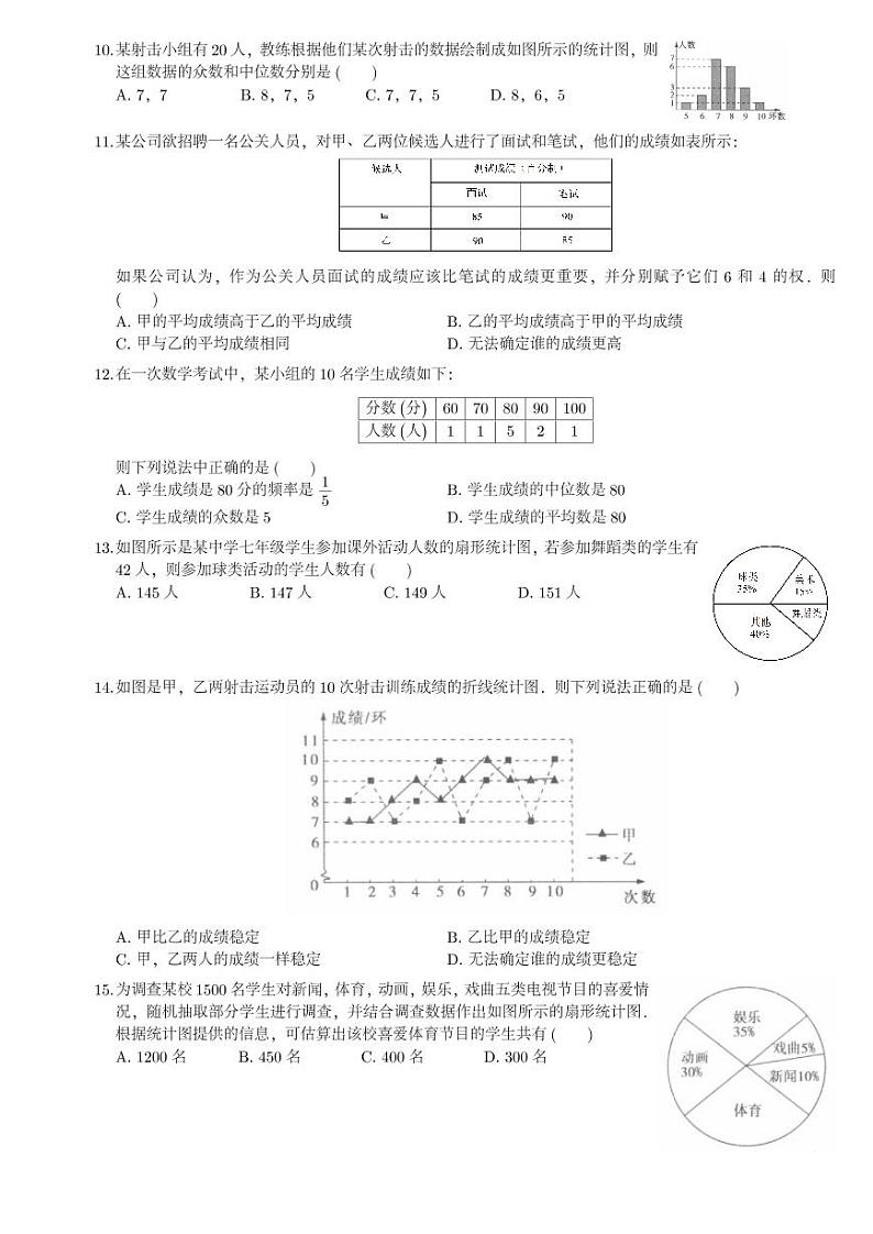 2021年中考数学精品试题 第五章 统计与概率 专题二十五 统计第2页