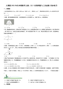 初中数学人教版九年级上册22.3 实际问题与二次函数当堂检测题