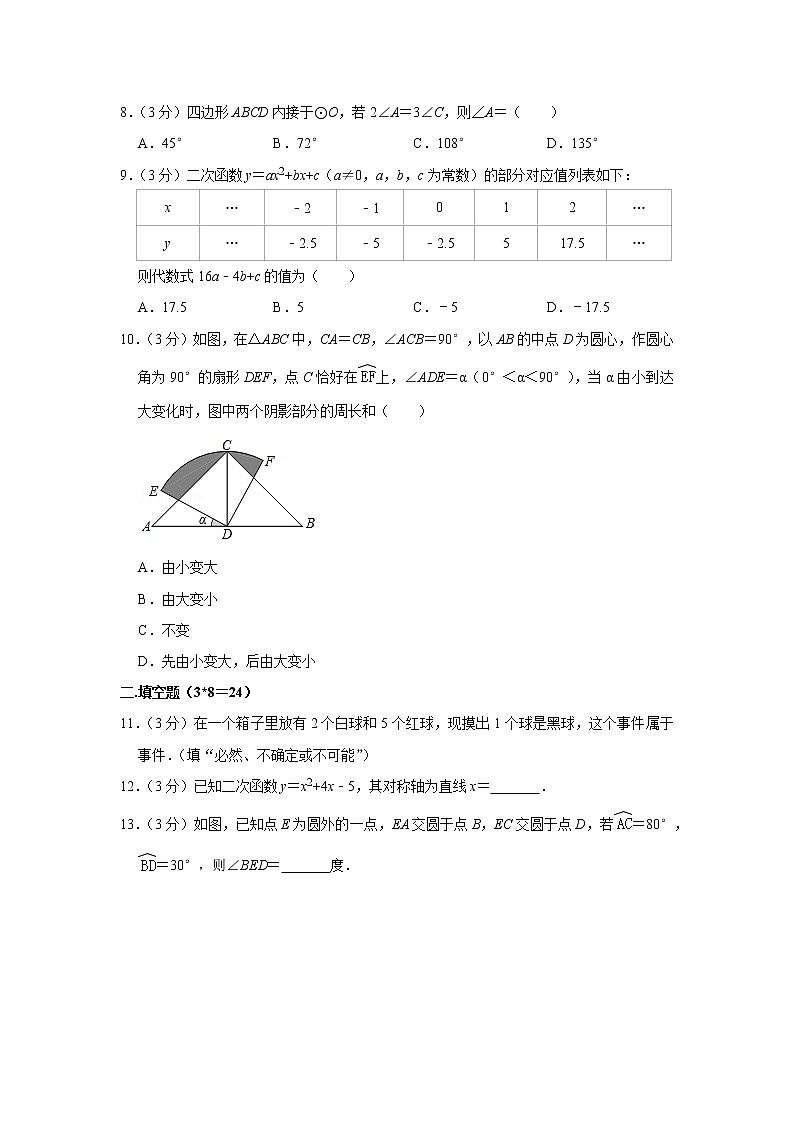 2020-2021学年浙江省温州市新希望联盟九年级（上）期中数学试卷第2页