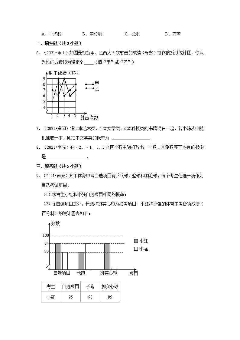 2021年四川中考数学真题分类汇编之概率与统计第2页
