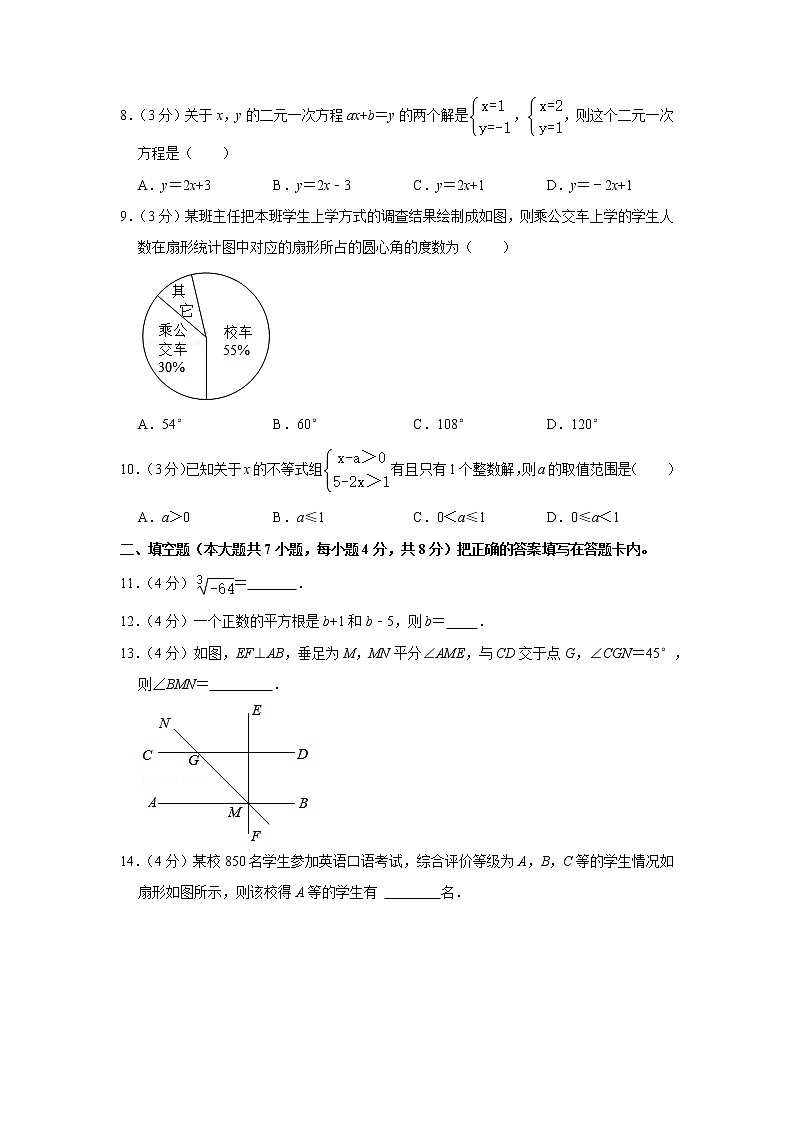 2020-2021学年广东省江门市恩平市七年级（下）期末数学试卷02