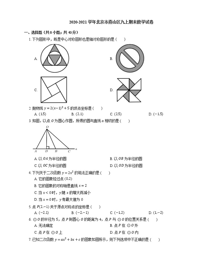 2020-2021学年北京市燕山区九上期末数学试卷第1页