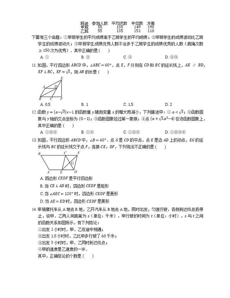 2018_2019学年临沂市莒南县八下期末数学试卷02