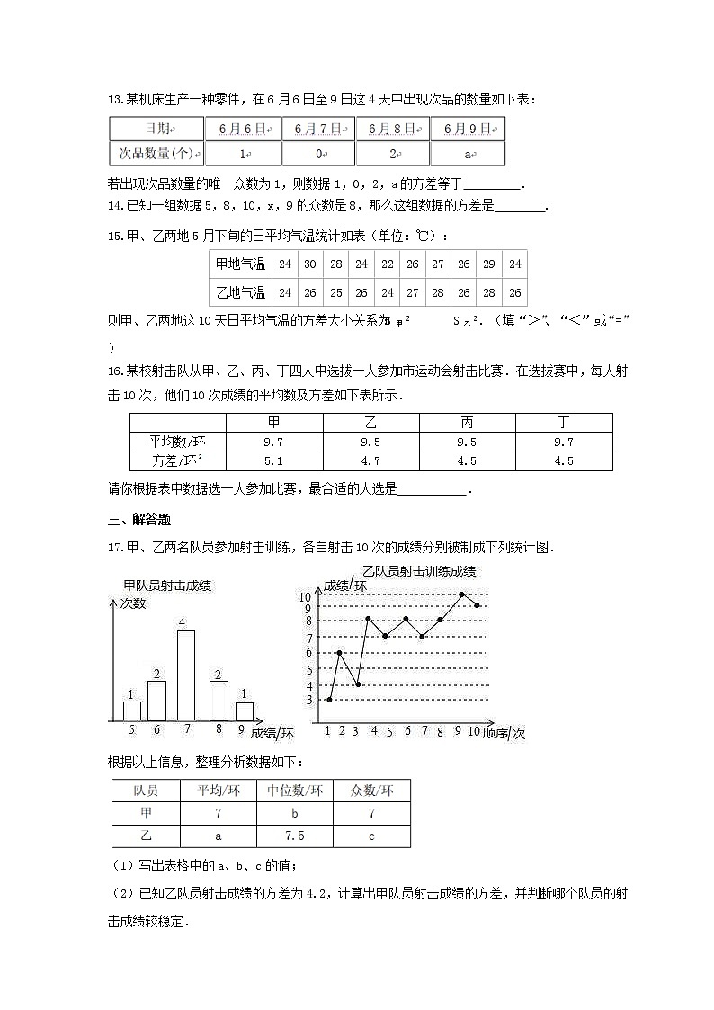 2021年青岛版数学八年级上册4.5《方差》课时练习（含答案）03