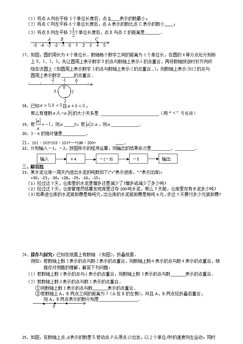 2020年秋苏科版七年级数学上册第2章有理数2.1-2.5阶段培优训练卷第2页