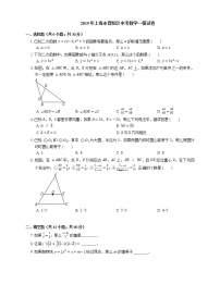 2019年上海市普陀区中考一模数学试卷（期末）