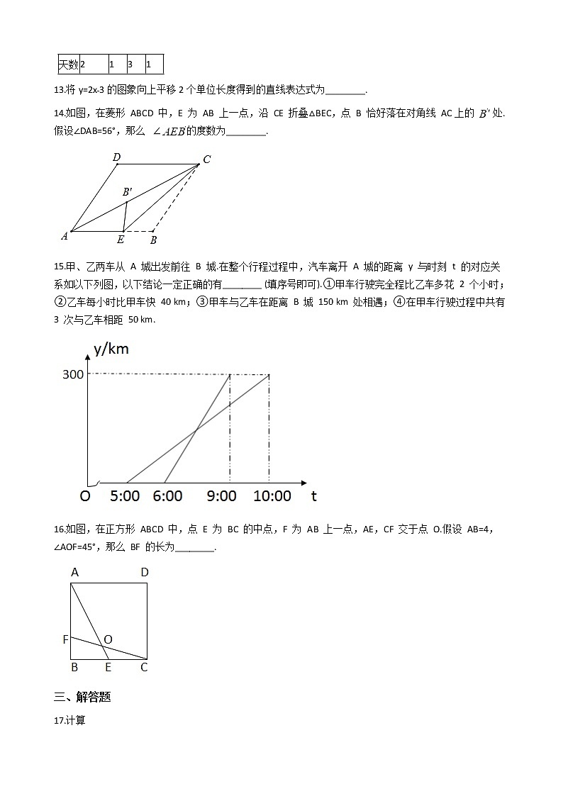 2020-2021年湖北省武汉八年级上学期数学开学试卷03