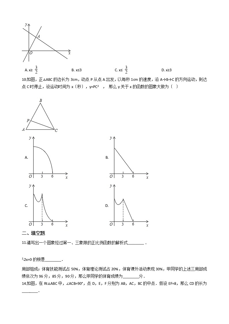 2020-2021年福建省福州九年级上学期开学数学试卷第2页