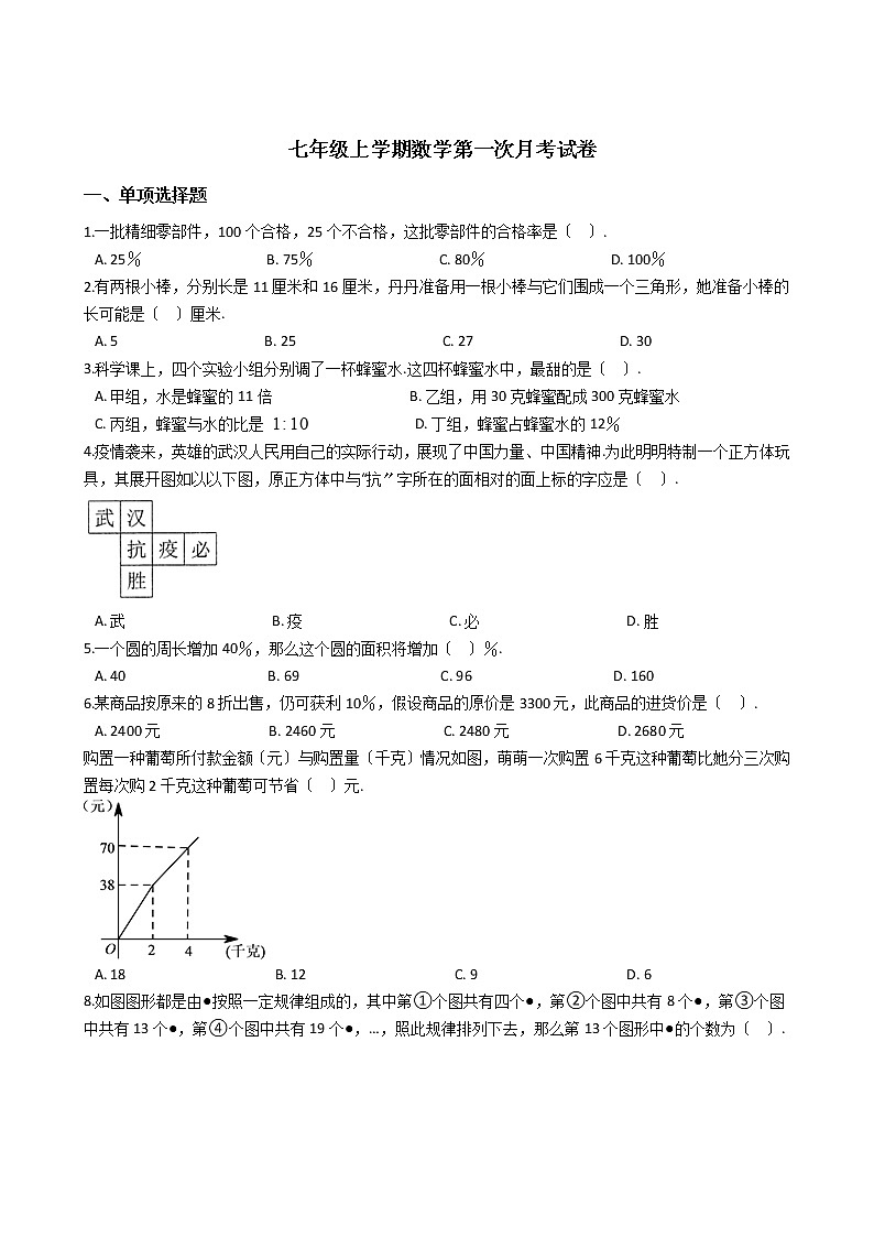 2020-2021年湖北省武汉市七年级上学期数学第一次月考试卷第1页