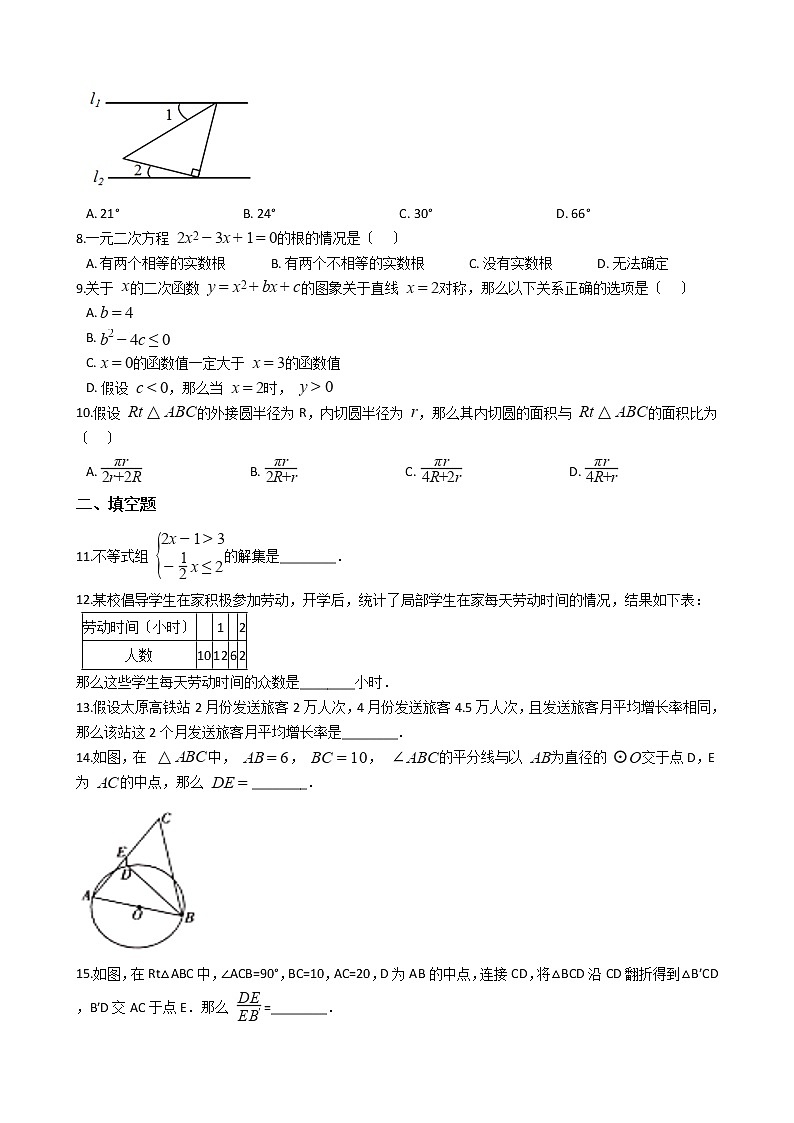 2020-2021年山西省晋中市九年级上学期数学第一次月考试卷02
