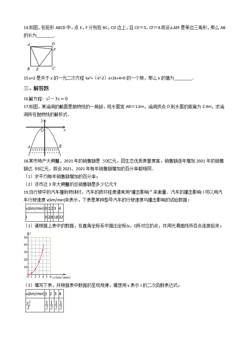 2020-2021年安徽省芜湖市九年级上学期数学10月月考试卷及答案第3页