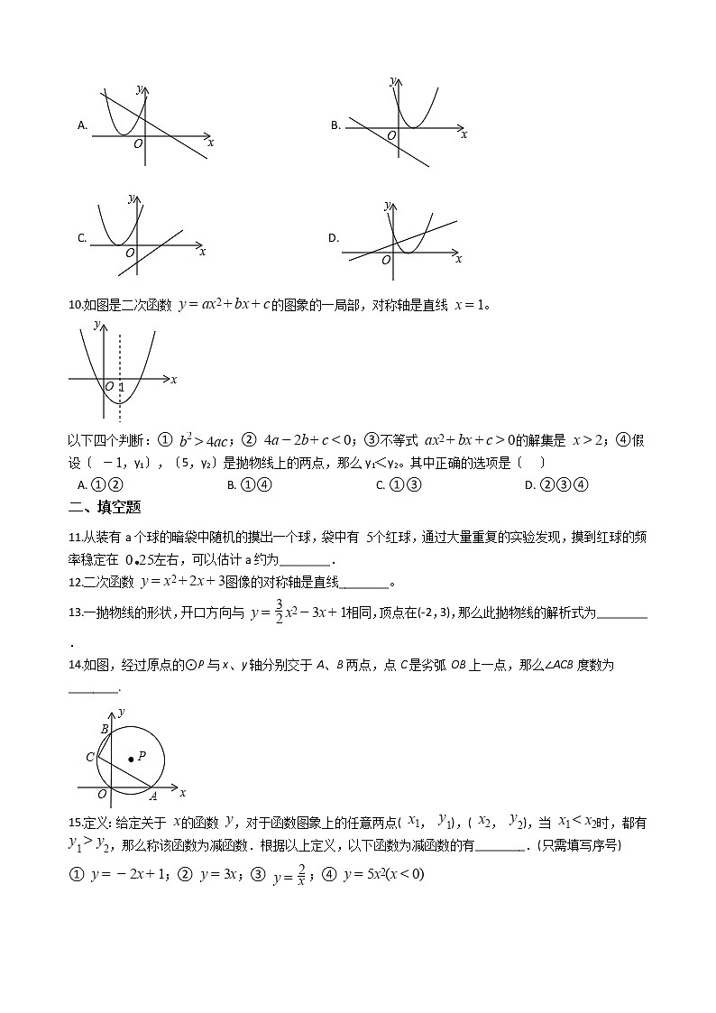 2020-2021年浙江省嘉兴市九年级上学期数学第一次月考试卷及答案第2页
