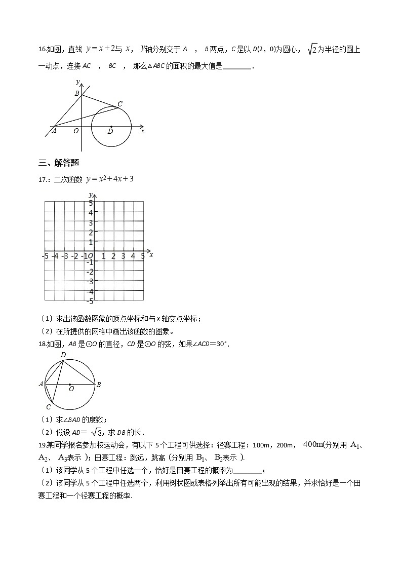 2020-2021年浙江省嘉兴市九年级上学期数学第一次月考试卷及答案第3页