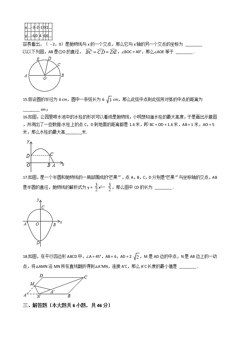 2020-2021年浙江省温州市九年级上学期数学第一次月考试卷及答案03