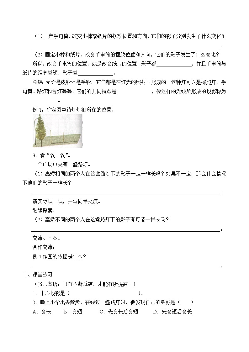 鲁教版（五四制）九年级上册数学 第四章 投影与视图《投影》学案02