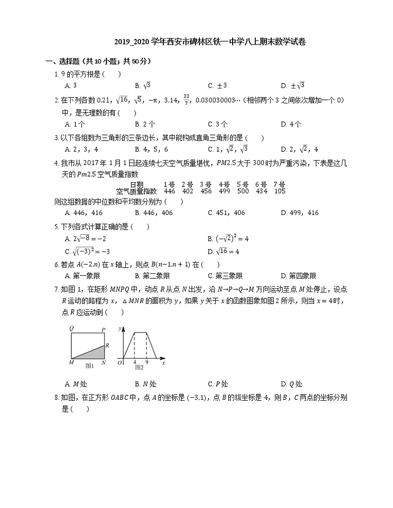 2019_2020学年西安市碑林区铁一中学八上期末数学试卷01