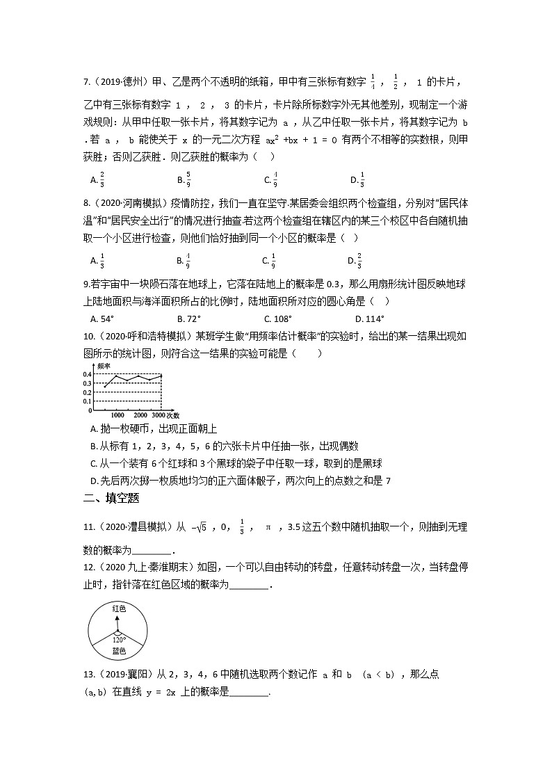 人教版2021年九年级上册第25章《概率初步》单元同步练习题 无答案第2页