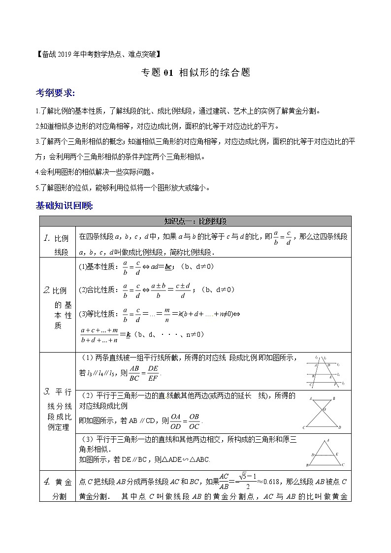 第2.1讲 相似形的综合题-备战中考数学热点难点突破（教师版）学案第1页