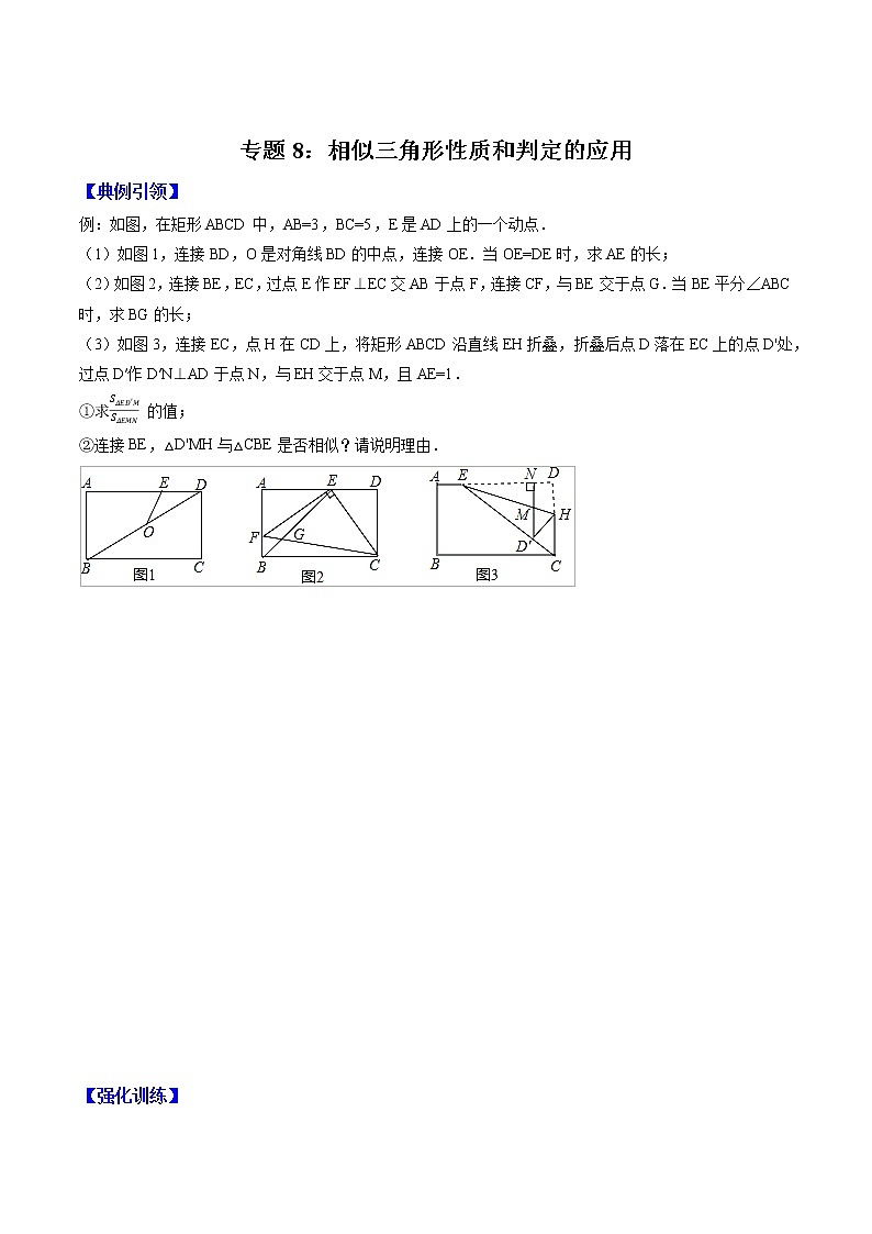 专题08 相似三角形性质和判定的应用（学生版）  备战2021年中考几何压轴题分类导练第1页