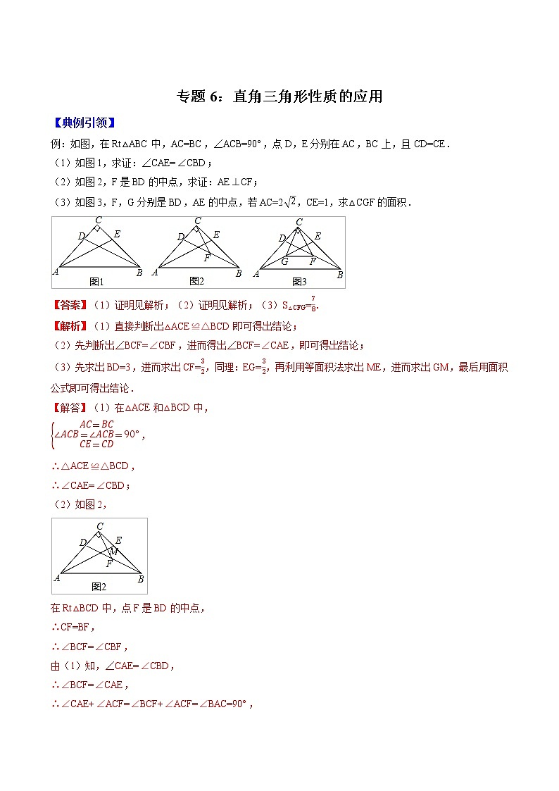 专题06 直角三角形性质的应用（教师版）  备战2021年中考几何压轴题分类导练学案01
