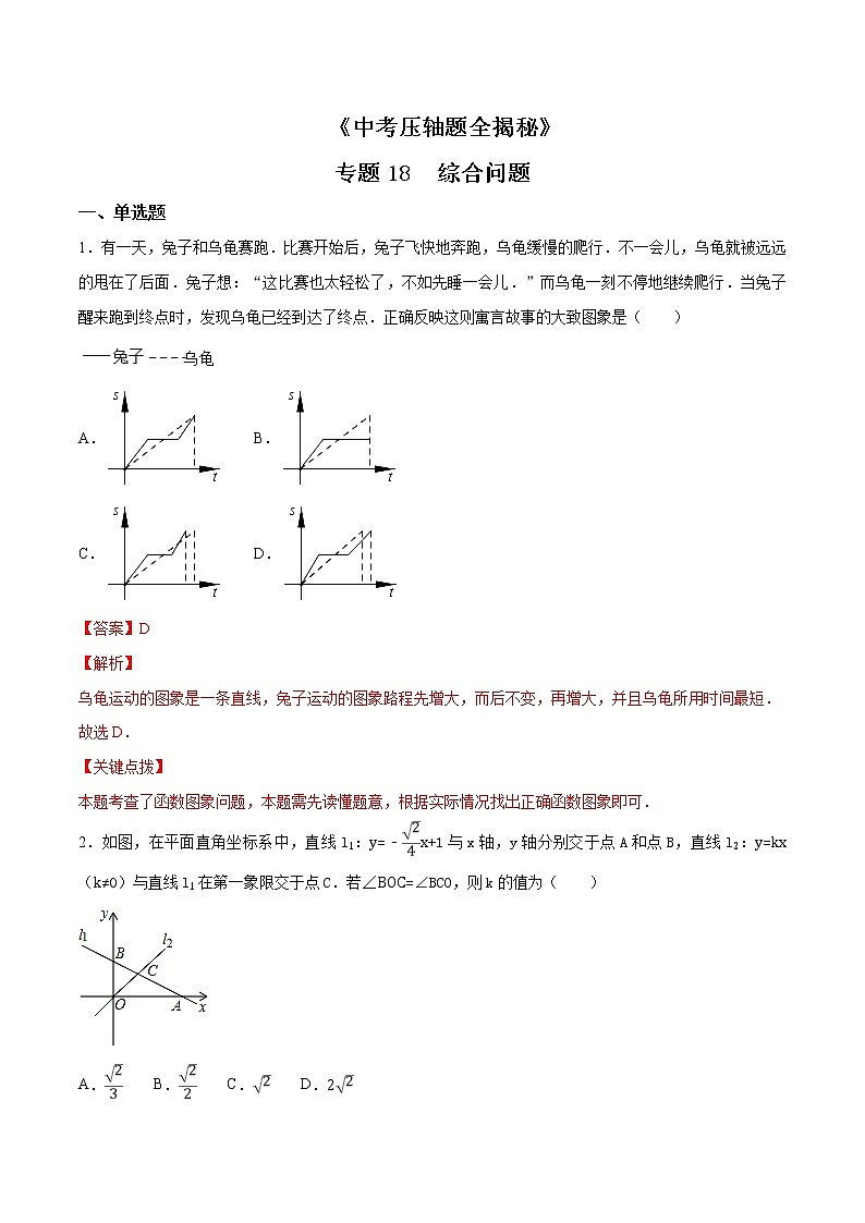专题18 综合问题-决胜中考数学压轴题全揭秘精品（教师版）学案第1页