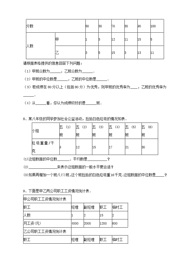 6.3《从统计图分析数据的集中趋势》同步练习第3页