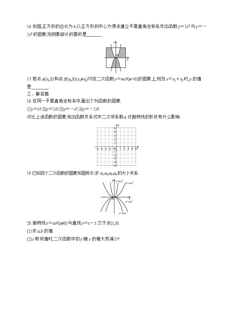 人教版数学九年级上册同步练习22.1.2　二次函数y＝ax2的图象和性质第3页