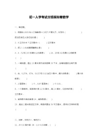 人教版数学初一上册开学摸底测试+答案