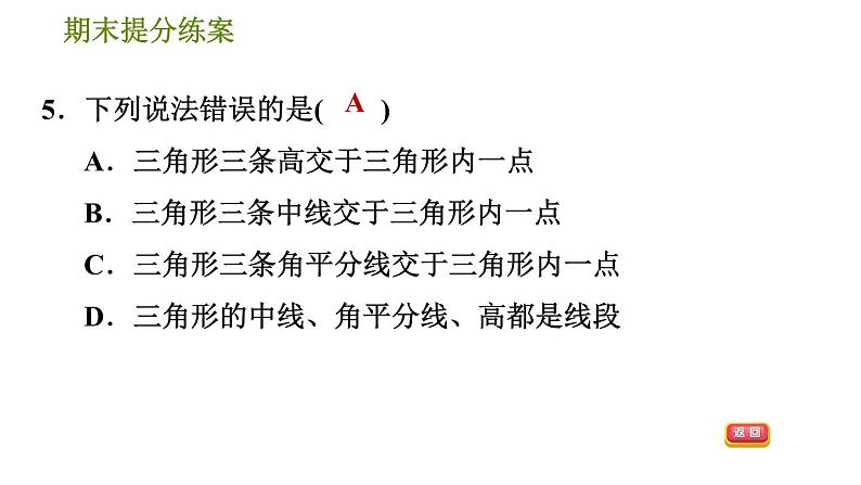 沪科版八年级上册数学习题课件 期末提分练案 第4课时　三角形中的边角关系08