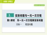 人教版七年级上册数学习题课件 第3章 3.4.1目标一　　配套问题