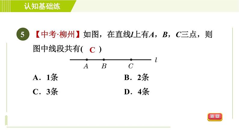 人教版七年级上册数学习题课件 第4章 4.2.1目标二　　认识射线、线段第7页