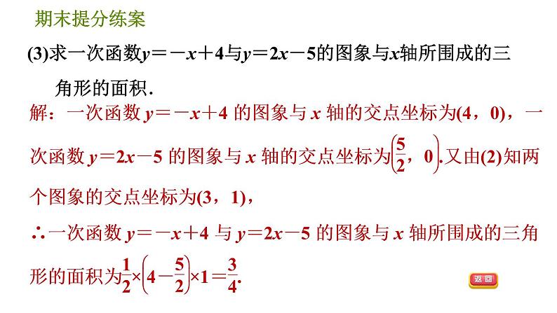 北师版八年级上册数学习题课件 期末提分练案 7.2  素养专项提升  专项1　二元一次方程(组)与一次函数应用的四种常见题型07