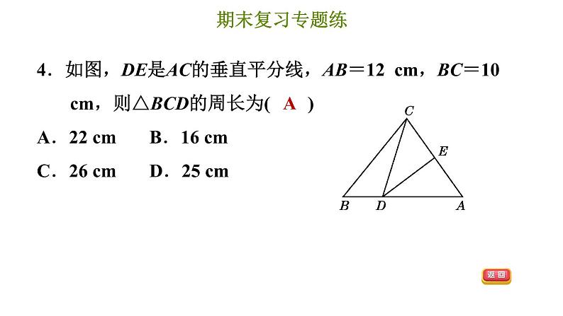 冀教版八年级上册数学习题课件 期末复习专练 专题四　轴对称和中心对称第7页