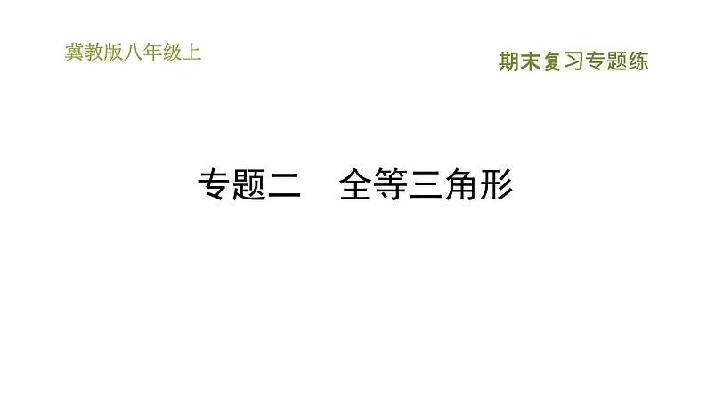 冀教版八年级上册数学习题课件 期末复习专练 专题二　全等三角形01