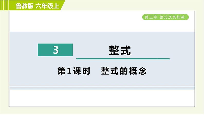 鲁教版五四小学六年级上册数学 第3章 3.3.1整式的概念 习题课件第1页