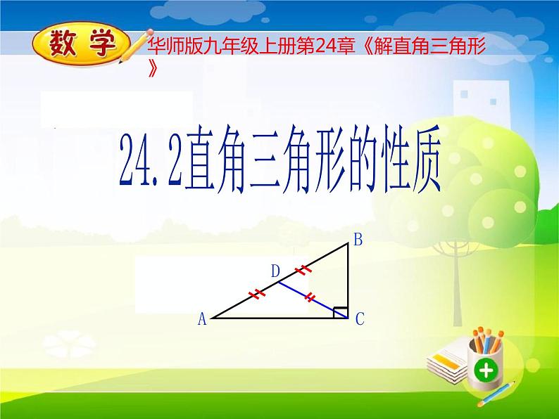 华东师大版数学九年级上册  24.2直角三角形的性质 课件01