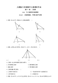 人教版八年级上册11.1.2 三角形的高、中线与角平分线同步达标检测题