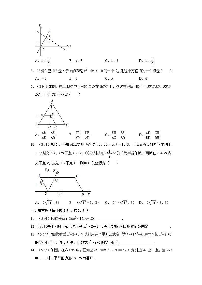 2020-2021学年四川省成都市嘉祥外国语学校九年级（上）开学数学试卷第2页