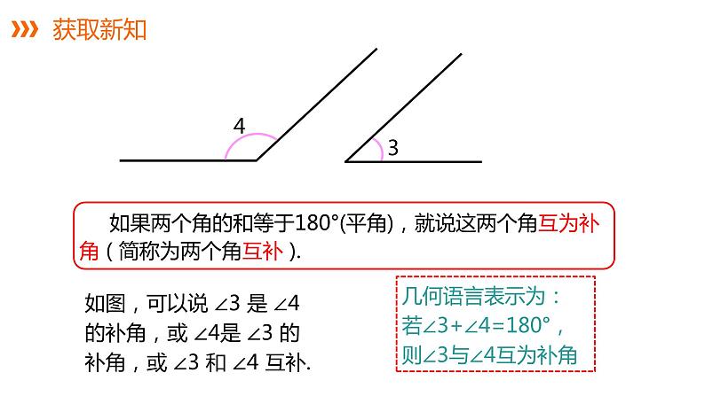 4.3.2 第2课时 余角和补角---同步课件  2021-2022学年湘教版数学七年级上册第6页