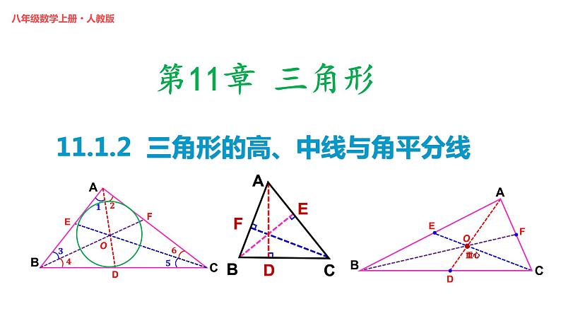 2021-2022学年八年级数学上册（人教版）11.1.2 三角形的高、中线与角平分线（课件）.pptx01