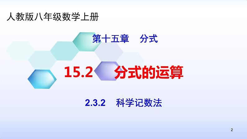 人教版八年级数学上册课件：15.2分式的运算--2.3  整数指数幂（2）科学记数法(共21张PPT)02