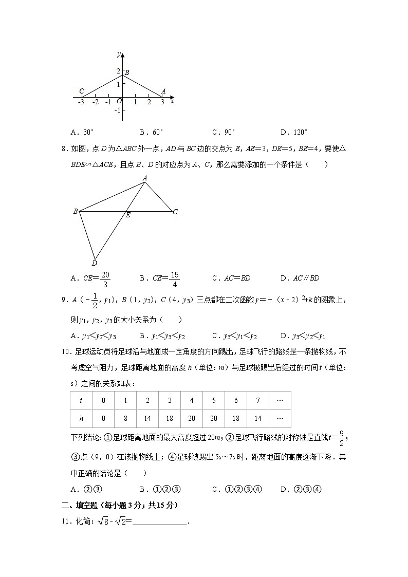 河南省南阳市南召县2020-2021学年九年级上学期期末数学试卷（word版含答案）02
