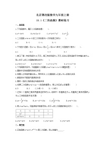 北京课改版九年级上册19.1 二次函数课时作业