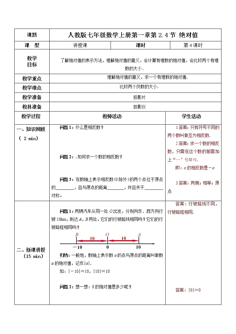 1.2.4 绝对值（课件+教案+练习）01