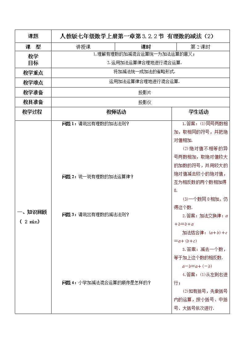 1.3.2有理数的减法（2）（课件+教案+练习）01