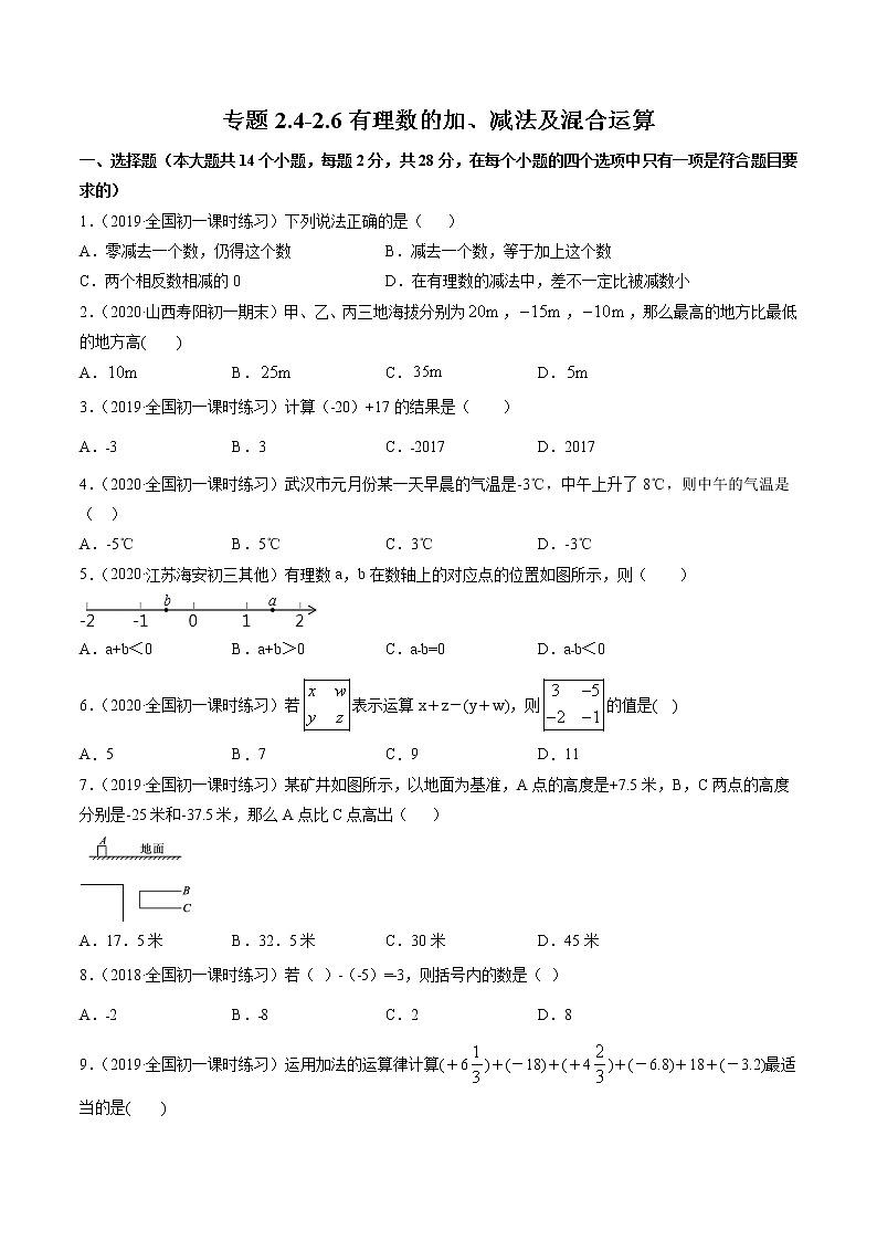 2.4-2.6 有理数的加、减法及混合运算-七年级上册同步  精讲+练习+测试（北师大版）01