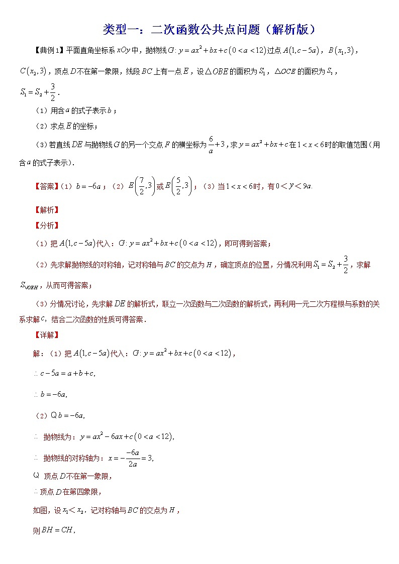 2022年中考专题复习类型一 二次函数公共点问题（解析版）第1页