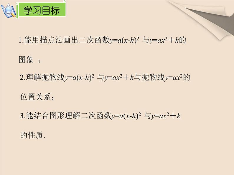 22.1.3（1） 二次函数 y=ax²+k与 y=a(x-h)²课件PPT第2页