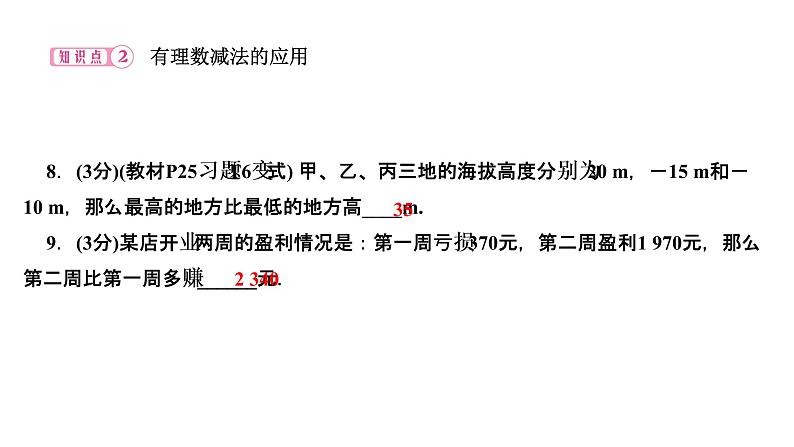 1．3　有理数的加减法  1．3.2　有理数的减法  第1课时　有理数的减法法则课件PPT第7页