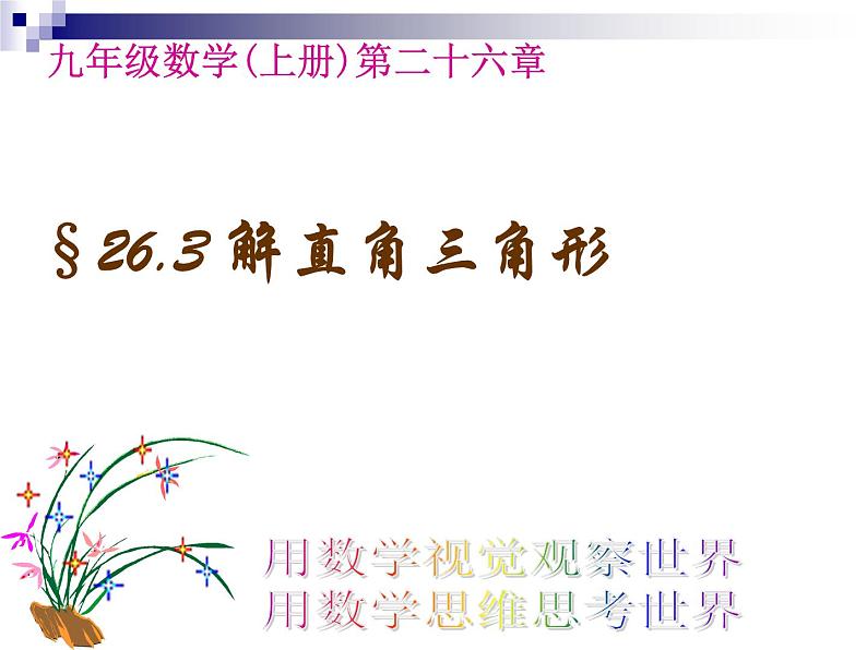 26.3解直角三角形 课件 冀教版数学九年级上册01